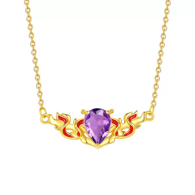 Nezha Red Silk Pendant with Natural Crystal – S925 Sterling Silver, Color-Lasting