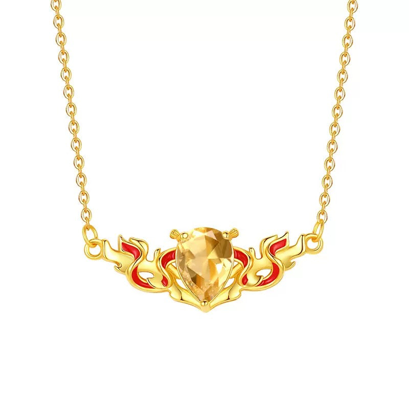 Nezha Red Silk Pendant with Natural Crystal – S925 Sterling Silver, Color-Lasting