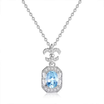S925 Sterling Silver Elegant Light Luxury Topaz Necklace