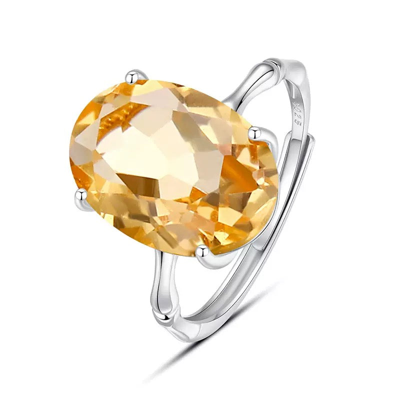 Topaz, Amethyst, and Citrine Ring in S925 Silver with Main Stone