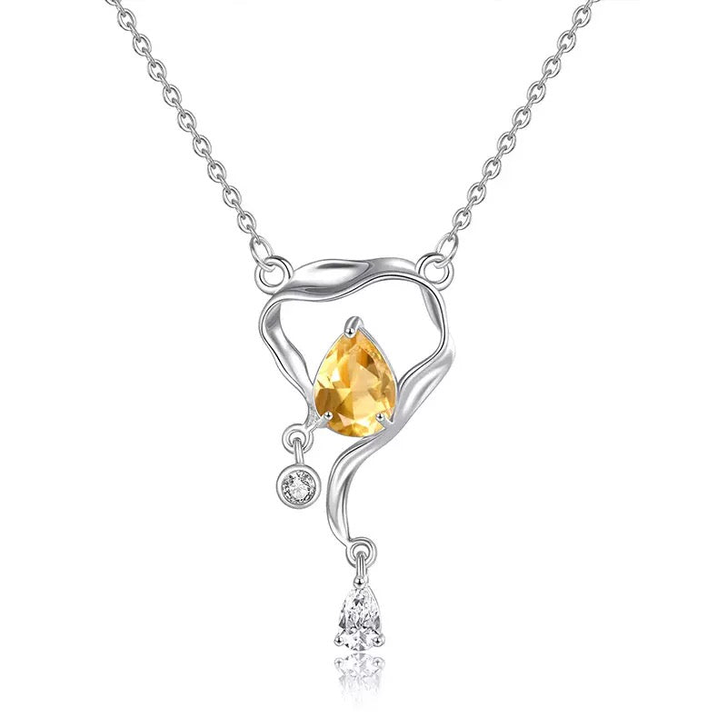 Natural Crystal “Mermaid’s Tear” Pendant Necklace in S925 Sterling Silver – Tarnish-Resistant