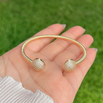 Multiple Styles Copper Plated 18K Gold Round Bracelets Fully Inlaid with Zircon Stones