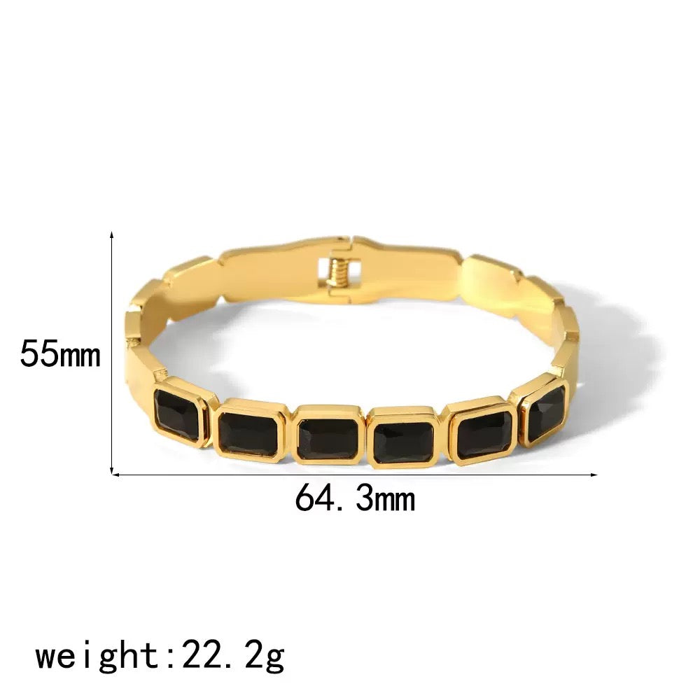 Fashionable 18K Gold-Plated Titanium Steel Zircon Bracelet