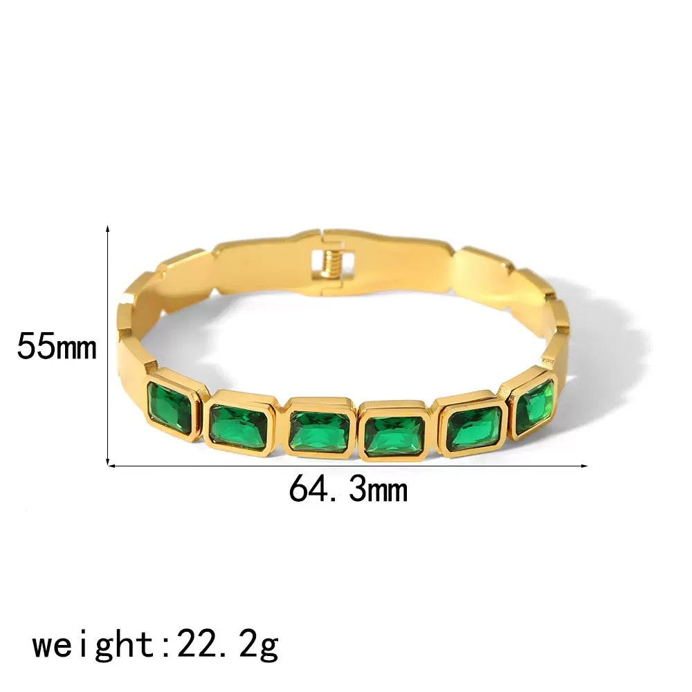 Fashionable 18K Gold-Plated Titanium Steel Zircon Bracelet