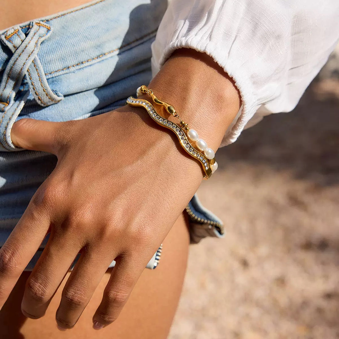 18K Gold-Plated | Pearl & Zircon | No Fading