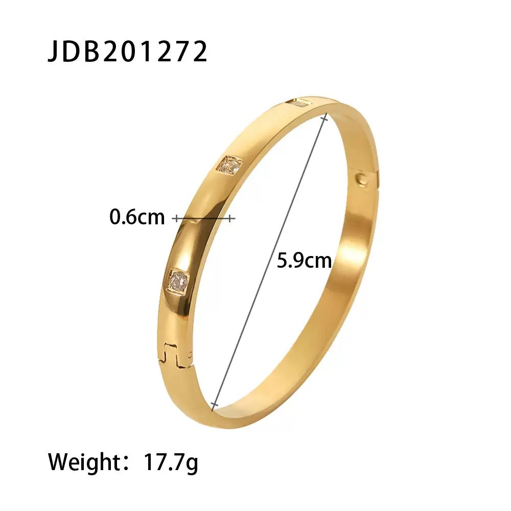 Women’s Retro-Style 18K Gold-Plated Zircon Bracelet – Stainless & Titanium Steel