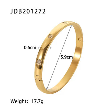 Women’s Retro-Style 18K Gold-Plated Zircon Bracelet – Stainless & Titanium Steel