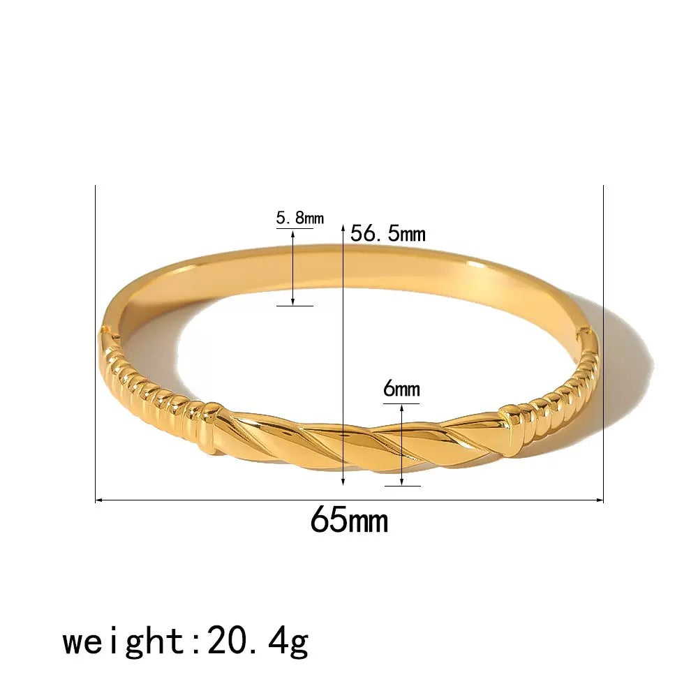 18K Gold Stainless Steel Wavy Bracelet with Zircon Dots