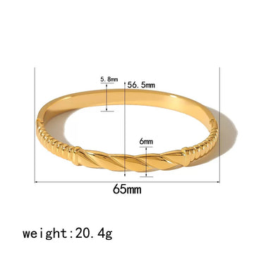 18K Gold Stainless Steel Wavy Bracelet with Zircon Dots