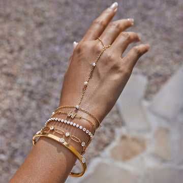 Stackable Paperclip Chain Bracelet – 18K Gold-Plated Stainless Steel with Cubic Zirconia