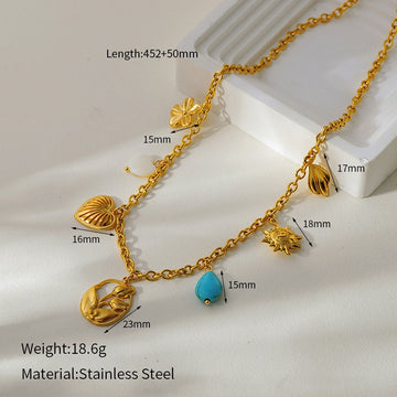 Heart, Flower, Butterfly & Shooting Star Multi-Charm Necklace